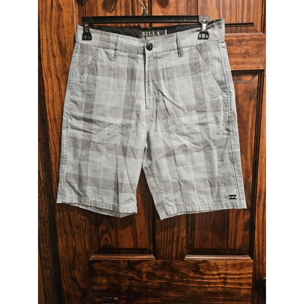 Billabong Plaid Walk Shorts Mens 32 Grey White Checkered Double Standard